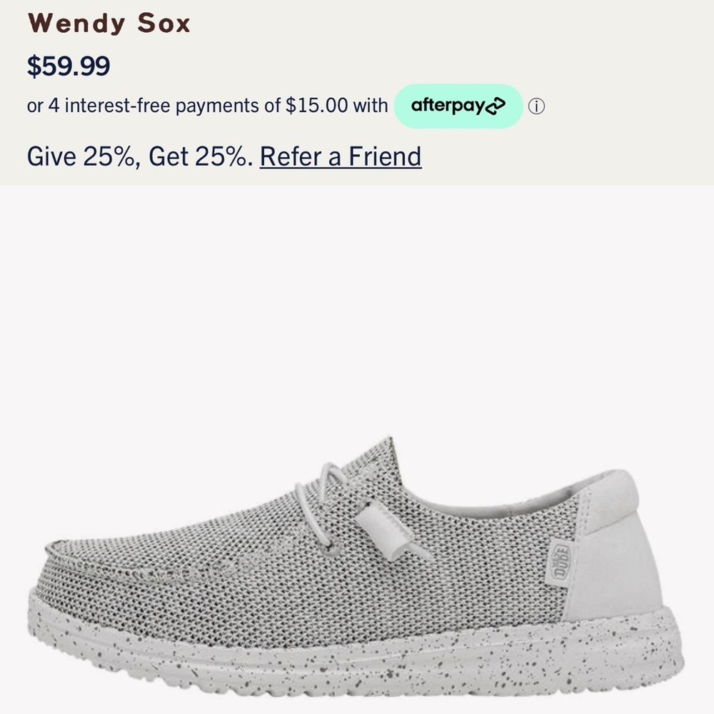 Women’s Size 8 Hey Dude - Wendy Sox - Stone White - Picture 5 of 5